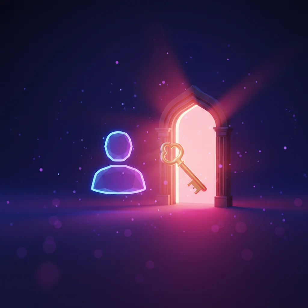 Εικονίδιο χρήστη και κλειδί σε φωτεινή πόρτα — σύνδεση NV Casino