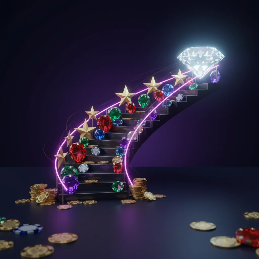 Σκάλα επιπέδων VIP με αστέρια και πολύτιμους λίθους